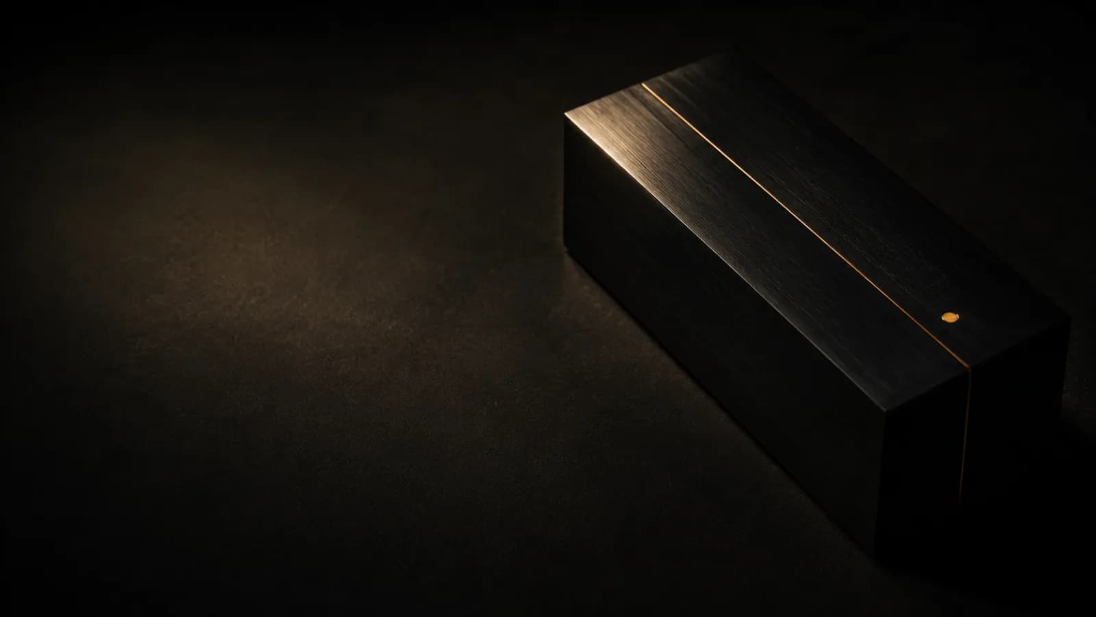 A protected dark ledger represented by a sealed black box with a gold line